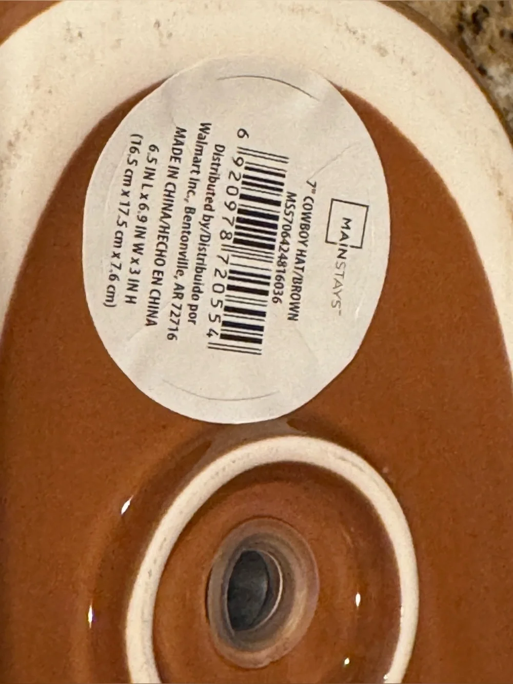 Ceramic Cowboy Hat Planter in Warm Brown 7”x6.5”.3”H : NEW